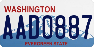WA license plate AAD0887