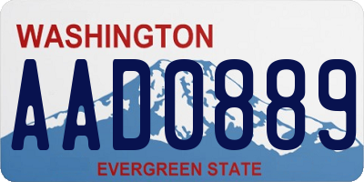 WA license plate AAD0889