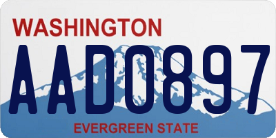 WA license plate AAD0897