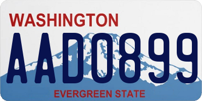 WA license plate AAD0899