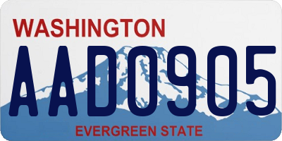 WA license plate AAD0905