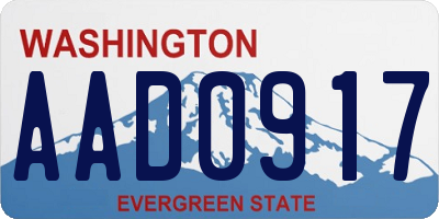 WA license plate AAD0917