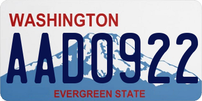 WA license plate AAD0922