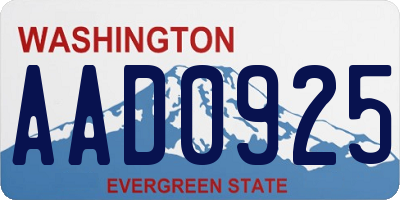WA license plate AAD0925