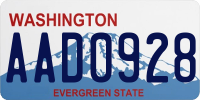 WA license plate AAD0928