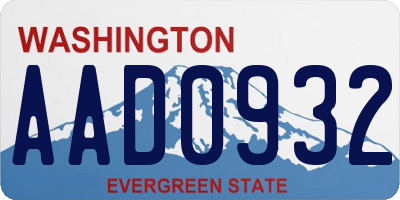 WA license plate AAD0932