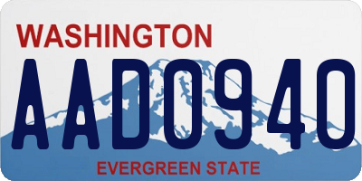 WA license plate AAD0940