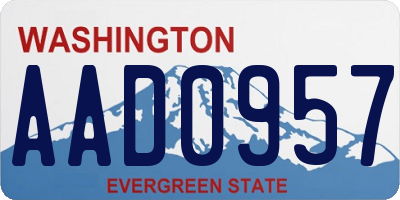 WA license plate AAD0957
