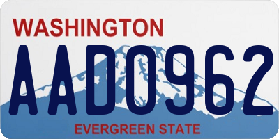 WA license plate AAD0962