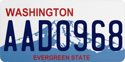 WA license plate AAD0968