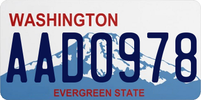 WA license plate AAD0978