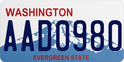 WA license plate AAD0980
