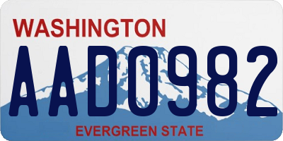 WA license plate AAD0982