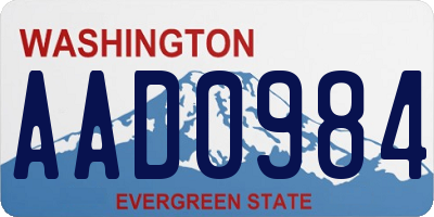 WA license plate AAD0984