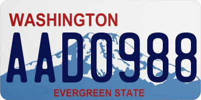 WA license plate AAD0988