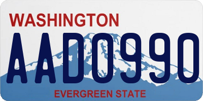 WA license plate AAD0990