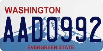 WA license plate AAD0992