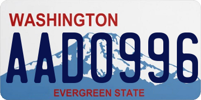 WA license plate AAD0996