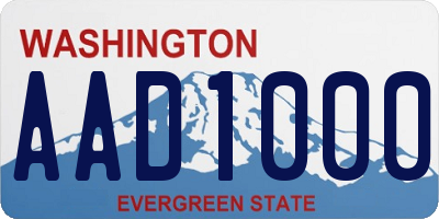 WA license plate AAD1000