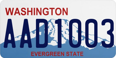 WA license plate AAD1003
