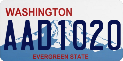 WA license plate AAD1020