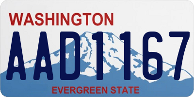 WA license plate AAD1167