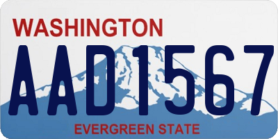 WA license plate AAD1567