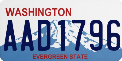 WA license plate AAD1796