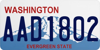 WA license plate AAD1802