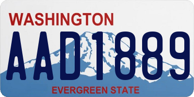 WA license plate AAD1889