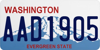 WA license plate AAD1905