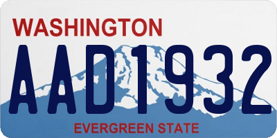 WA license plate AAD1932