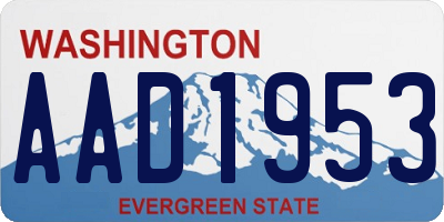 WA license plate AAD1953