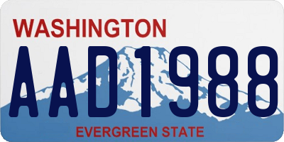 WA license plate AAD1988