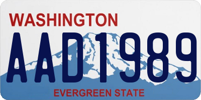 WA license plate AAD1989