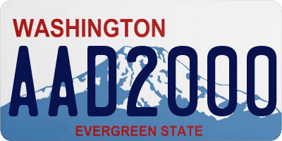 WA license plate AAD2000