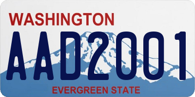 WA license plate AAD2001