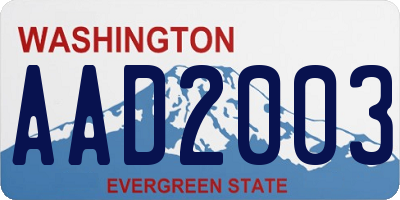WA license plate AAD2003