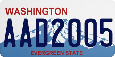 WA license plate AAD2005