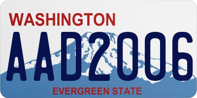 WA license plate AAD2006