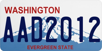 WA license plate AAD2012
