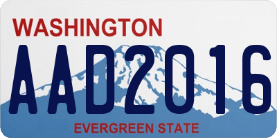 WA license plate AAD2016