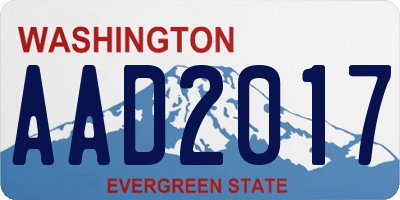 WA license plate AAD2017