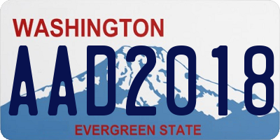 WA license plate AAD2018