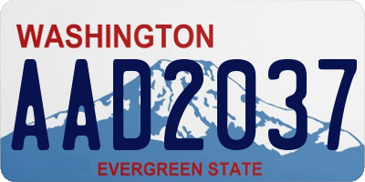 WA license plate AAD2037