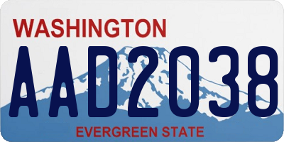 WA license plate AAD2038