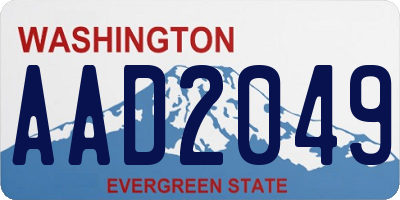WA license plate AAD2049