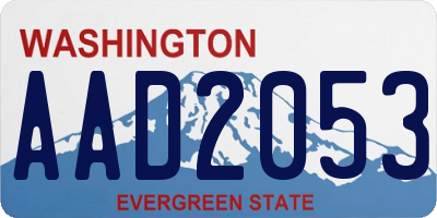 WA license plate AAD2053