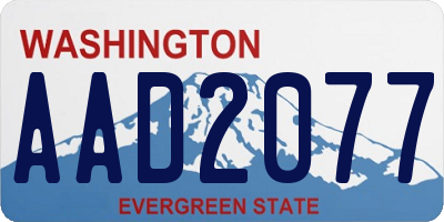 WA license plate AAD2077