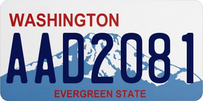 WA license plate AAD2081
